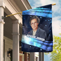 Katherine Johnson Garden Flag with Galaxy Background, Hidden No More Quote and Rocket Brain Equation - Wonder Print Shop