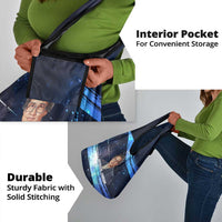 Katherine Johnson Grocery Bag with Galaxy Background, Hidden No More Quote and Rocket Brain Equation - Wonder Print Shop