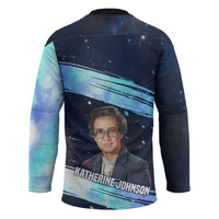 Katherine Johnson Hockey Jersey with Galaxy Background, Hidden No More Quote and Rocket Brain Equation - Wonder Print Shop