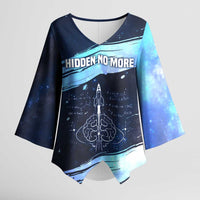 Katherine Johnson Kimono Sleeve Blouse with Galaxy Background, Hidden No More Quote and Rocket Brain Equation - Wonder Print Shop