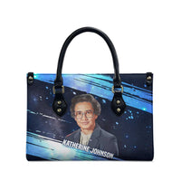 Katherine Johnson Leather Bag with Galaxy Background, Hidden No More Quote and Rocket Brain Equation - Wonder Print Shop