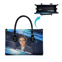 Katherine Johnson Leather Bag with Galaxy Background, Hidden No More Quote and Rocket Brain Equation - Wonder Print Shop