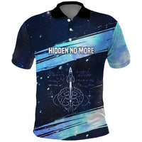 Katherine Johnson Polo Shirt with Galaxy Background, Hidden No More Quote and Rocket Brain Equation - Wonder Print Shop