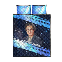 Katherine Johnson Quilt Bed Set with Galaxy Background, Hidden No More Quote and Rocket Brain Equation - Wonder Print Shop