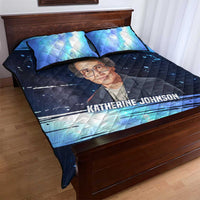 Katherine Johnson Quilt Bed Set with Galaxy Background, Hidden No More Quote and Rocket Brain Equation - Wonder Print Shop
