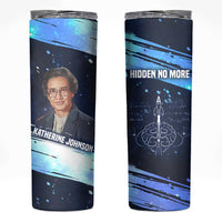 Katherine Johnson Skinny Tumbler with Galaxy Background, Hidden No More Quote and Rocket Brain Equation - Wonder Print Shop