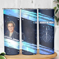 Katherine Johnson Skinny Tumbler with Galaxy Background, Hidden No More Quote and Rocket Brain Equation - Wonder Print Shop