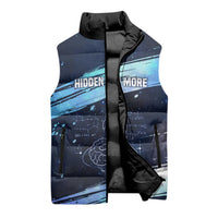 Katherine Johnson Sleeveless Puffer Jacket with Galaxy Background, Hidden No More Quote and Rocket Brain Equation - Wonder Print Shop