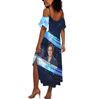 Katherine Johnson Summer Maxi Dress with Galaxy Background, Hidden No More Quote and Rocket Brain Equation - Wonder Print Shop