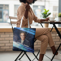 Katherine Johnson Tote Bag with Galaxy Background, Hidden No More Quote and Rocket Brain Equation - Wonder Print Shop
