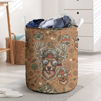Valentine Buck Laundry Basket with Camo Cap and XOXO Pattern Retro Hunting