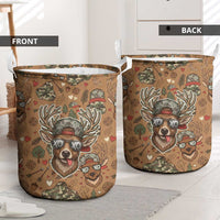 Valentine Buck Laundry Basket with Camo Cap and XOXO Pattern Retro Hunting
