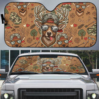 Valentine Buck Auto Sun Shade with Camo Cap and XOXO Pattern Retro Hunting