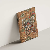 Valentine Buck Canvas Wall Art with Camo Cap and XOXO Pattern Retro Hunting
