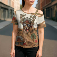 Valentine Buck Cross Shoulder Shirt with Camo Cap and XOXO Pattern Retro Hunting