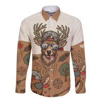 Valentine Buck Long Sleeve Button Shirt with Camo Cap and XOXO Pattern Retro Hunting