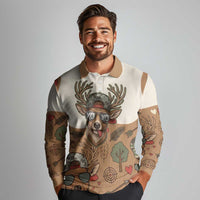 Valentine Buck Long Sleeve Polo Shirt with Camo Cap and XOXO Pattern Retro Hunting