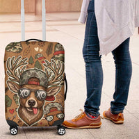 Valentine Buck Luggage Cover with Camo Cap and XOXO Pattern Retro Hunting