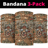 Valentine Buck Neck Gaiter with Camo Cap and XOXO Pattern Retro Hunting