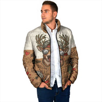 Valentine Buck Padded Jacket with Camo Cap and XOXO Pattern Retro Hunting