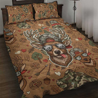Valentine Buck Quilt Bed Set with Camo Cap and XOXO Pattern Retro Hunting