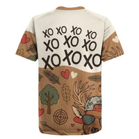 Valentine Buck Rugby Jersey with Camo Cap and XOXO Pattern Retro Hunting