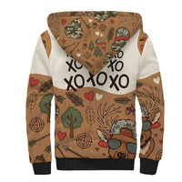 Valentine Buck Sherpa Hoodie with Camo Cap and XOXO Pattern Retro Hunting