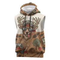 Valentine Buck Sleeveless Hoodie with Camo Cap and XOXO Pattern Retro Hunting