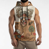 Valentine Buck Sleeveless Hoodie with Camo Cap and XOXO Pattern Retro Hunting