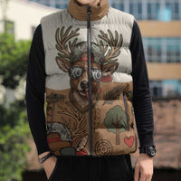 Valentine Buck Sleeveless Puffer Jacket with Camo Cap and XOXO Pattern Retro Hunting