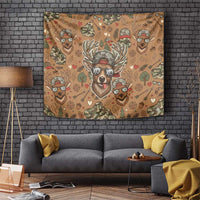 Valentine Buck Tapestry with Camo Cap and XOXO Pattern Retro Hunting