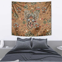 Valentine Buck Tapestry with Camo Cap and XOXO Pattern Retro Hunting