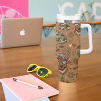 Valentine Buck Tumbler With Handle with Camo Cap and XOXO Pattern Retro Hunting