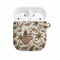 Chill Capybara Vibes AirPods Case with Hammock and Coconut Tropical Relaxed Style