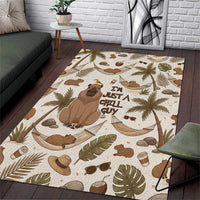 Chill Capybara Vibes Area Rug with Hammock and Coconut Tropical Relaxed Style