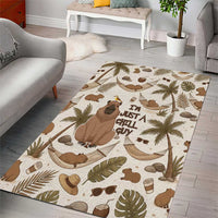 Chill Capybara Vibes Area Rug with Hammock and Coconut Tropical Relaxed Style