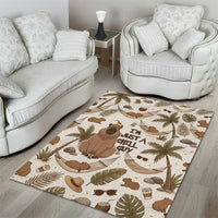 Chill Capybara Vibes Area Rug with Hammock and Coconut Tropical Relaxed Style