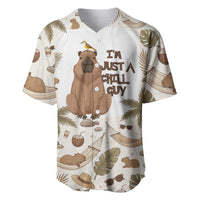 Chill Capybara Vibes Baseball Jersey with Hammock and Coconut Tropical Relaxed Style