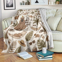 Chill Capybara Vibes Blanket with Hammock and Coconut Tropical Relaxed Style