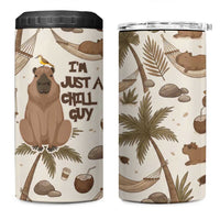 Chill Capybara Vibes 4 in 1 Can Cooler Tumbler with Hammock and Coconut Tropical Relaxed Style