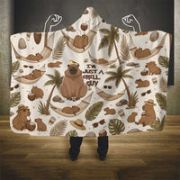 Chill Capybara Vibes Hooded Blanket with Hammock and Coconut Tropical Relaxed Style