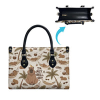 Chill Capybara Vibes Leather Bag with Hammock and Coconut Tropical Relaxed Style