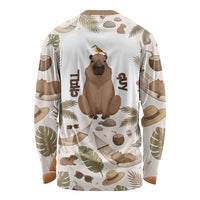 Chill Capybara Vibes Long Sleeve Shirt with Hammock and Coconut Tropical Relaxed Style