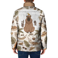 Chill Capybara Vibes Padded Jacket with Hammock and Coconut Tropical Relaxed Style