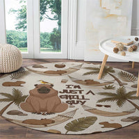 Chill Capybara Vibes Round Carpet with Hammock and Coconut Tropical Relaxed Style