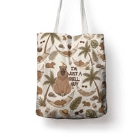 Chill Capybara Vibes Tote Bag with Hammock and Coconut Tropical Relaxed Style