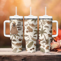 Chill Capybara Vibes Tumbler With Handle with Hammock and Coconut Tropical Relaxed Style