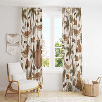 Chill Capybara Vibes Window Curtain with Hammock and Coconut Tropical Relaxed Style