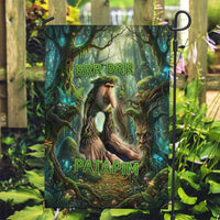 Brr Brr Patapim Garden Flag Glowing Heart and Magical Tree Roots in Enchanted Woods