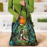 Brr Brr Patapim Grocery Bag Glowing Heart and Magical Tree Roots in Enchanted Woods